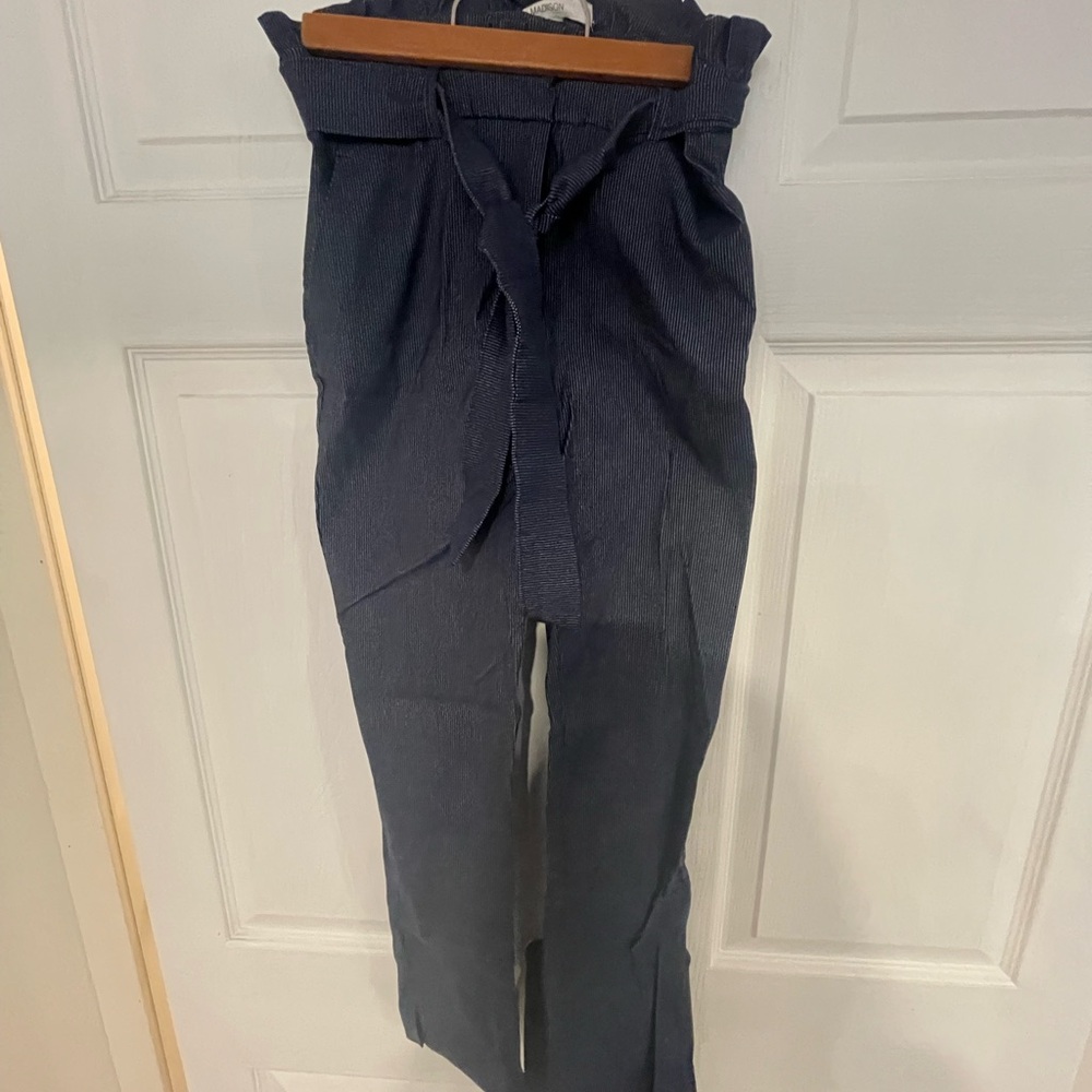Stylish Navy Paperbag Waist Pants